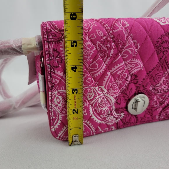 Vera Bradley Turnlock Crossbody Stamped Paisley Faux Leather Trim Purse - Picture 13 of 16